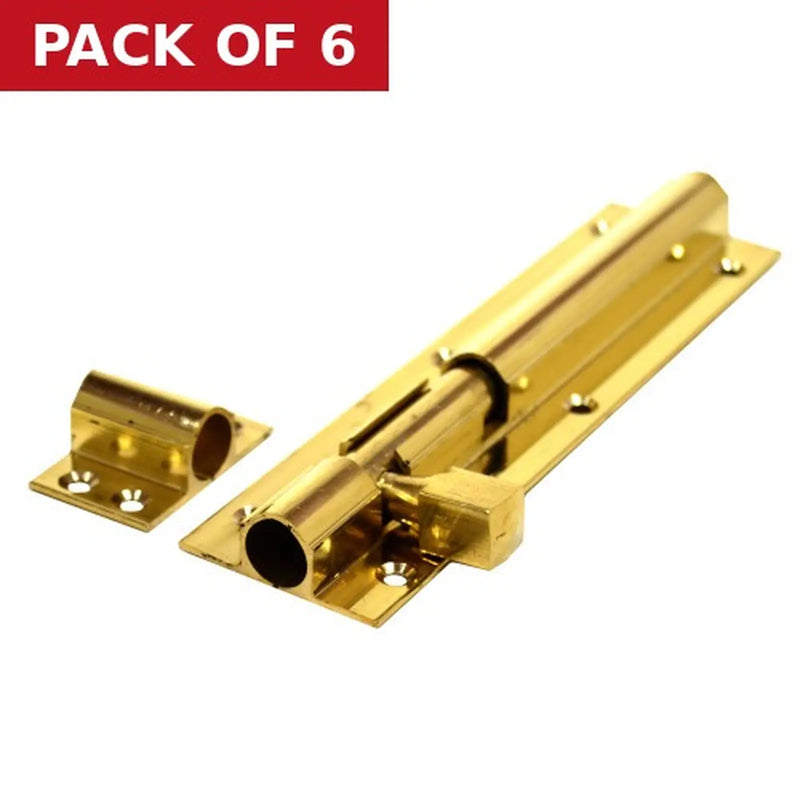 Centurion Straight Barrel Bolts, Polished Brass, 38mm x 150mm - Pack of 6