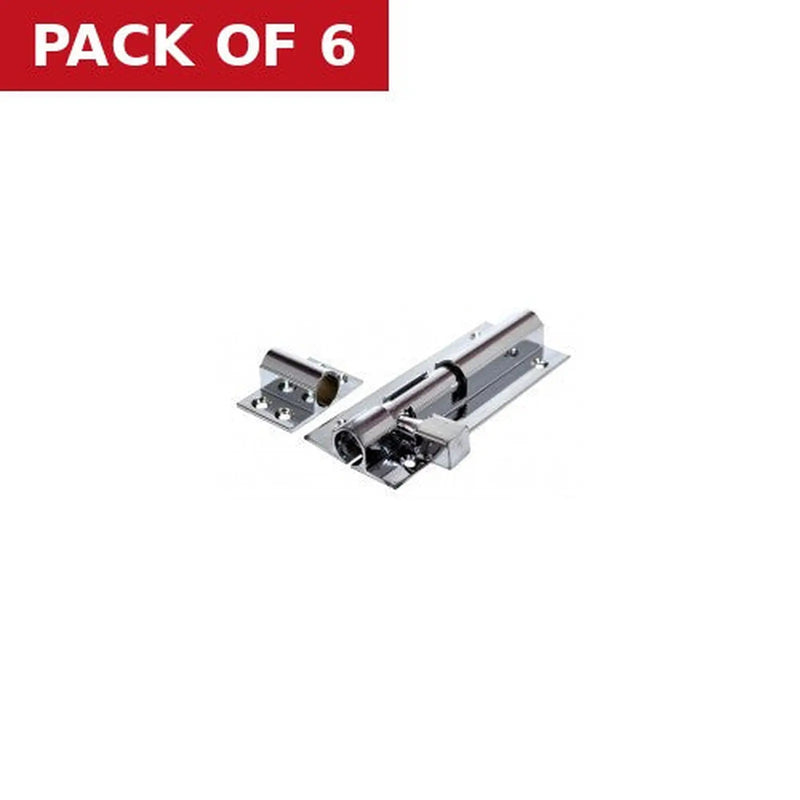 Centurion Straight Solid Brass Barrel Bolts, Polished Chrome, 38mm x 100mm - Pack of 6