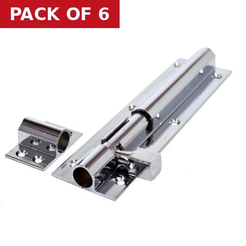 Centurion Straight Solid Brass Barrel Bolts, Polished Chrome, 38mm x 150mm - Pack of 6
