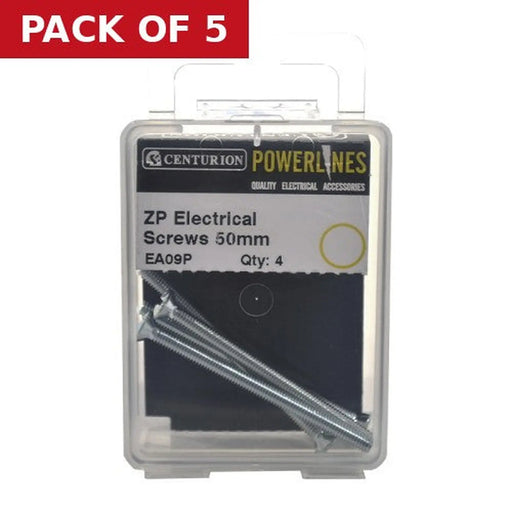 Centurion Electrical Socket Screws, M3.5 x 50mm, Zinc Plated - Pack of 5
