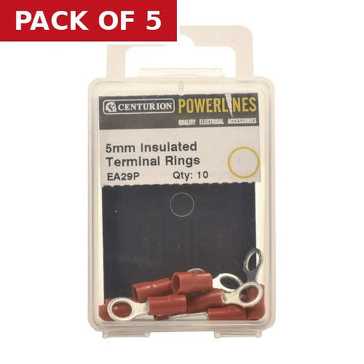 Centurion 5mm Insulated Terminal Rings, Pack of 10 - Pack of 5