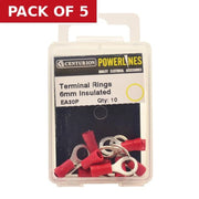 Centurion 6mm Red Insulated Terminal Rings, Pack of 10 - Pack of 5
