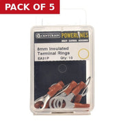 Centurion 8mm Red Insulated Terminal Rings, Pack of 10 - Pack of 5