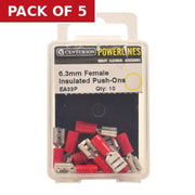 Centurion 6.3mm Red Female Push-On Terminals, Pack of 10 - Pack of 5