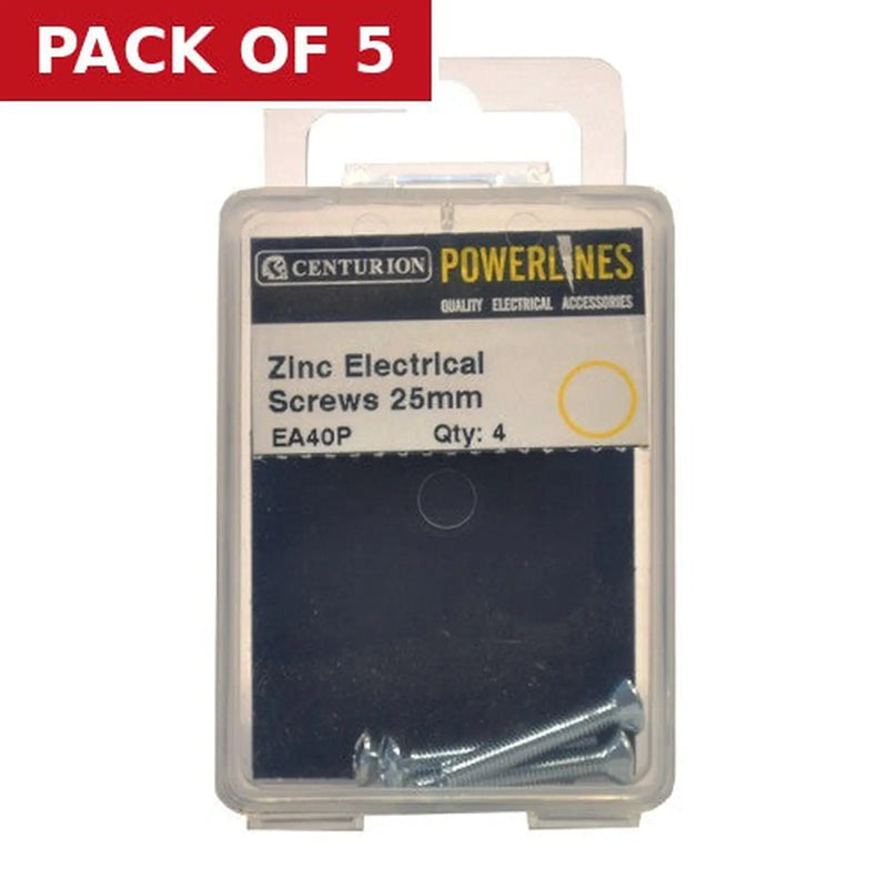 Centurion Electrical Socket Screws, M3.5 x 25mm, Zinc Plated - Pack of 5