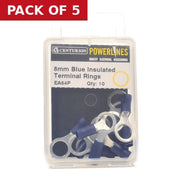 Centurion 8mm Blue Insulated Terminal Rings, Pack of 10 - Pack of 5