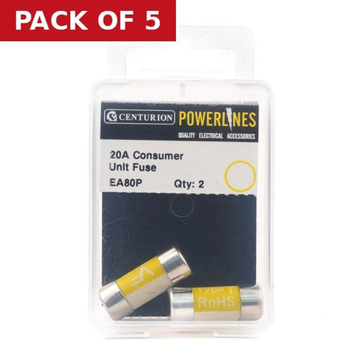 Centurion 20 Amp Consumer Unit Fuse, Pack of 2 - Pack of 5