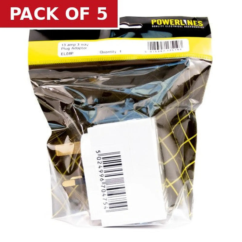 Centurion 13 Amp 3 Way Fused Adaptor - Pack of 5