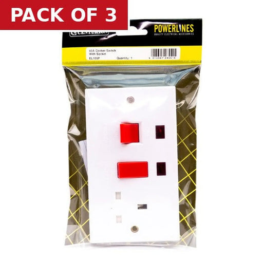 Centurion 45 Amp Cooker Switch with Socket - Pack of 3