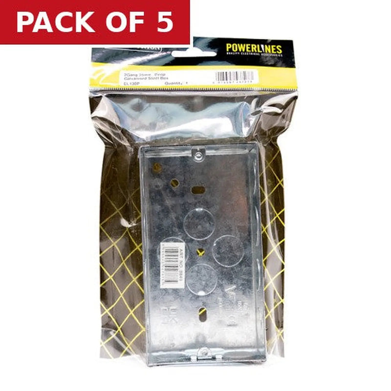 Centurion 2 Gang 35mm  Deep Galvanised Steel Box - Pack of 5