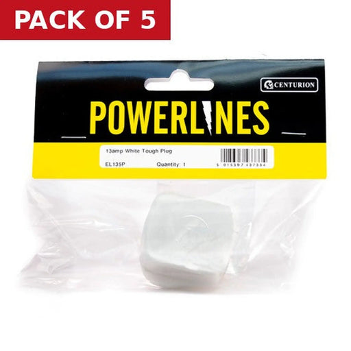 Centurion White 13 Amp Tough Plug - Pack of 5