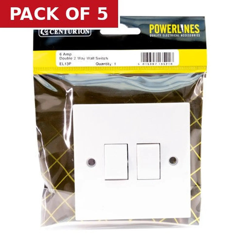 Centurion 10 Amp Double 2 Way Wall Switch - Pack of 5