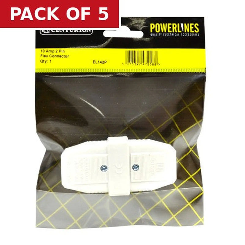 Centurion 10 Amp 2 Pin Male/Female Flex Connector - Pack of 5