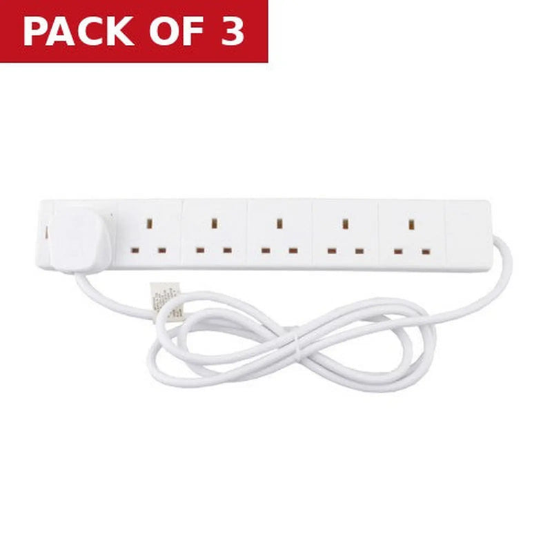 Centurion 6 Gang Extension Lead, 2m - Pack of 3