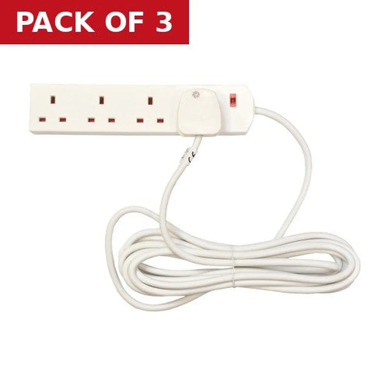 Centurion 4 Gang Extension Lead, 5m - Pack of 3