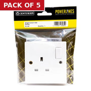 Centurion 13 Amp 1 Gang Switched Wall Socket - Pack of 5