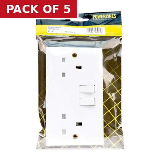Centurion 13 Amp 2 Gang Switched Wall Socket - Pack of 5
