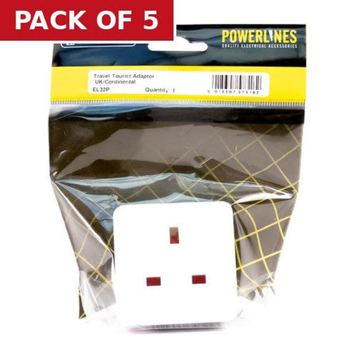 Centurion Travel Tourist Adaptor - UK/Continental-EL32P - Pack of 5