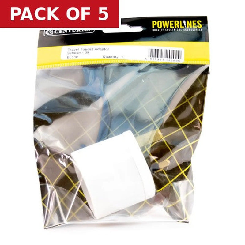Centurion Travel Adaptor, Schuko/UK - Pack of 5