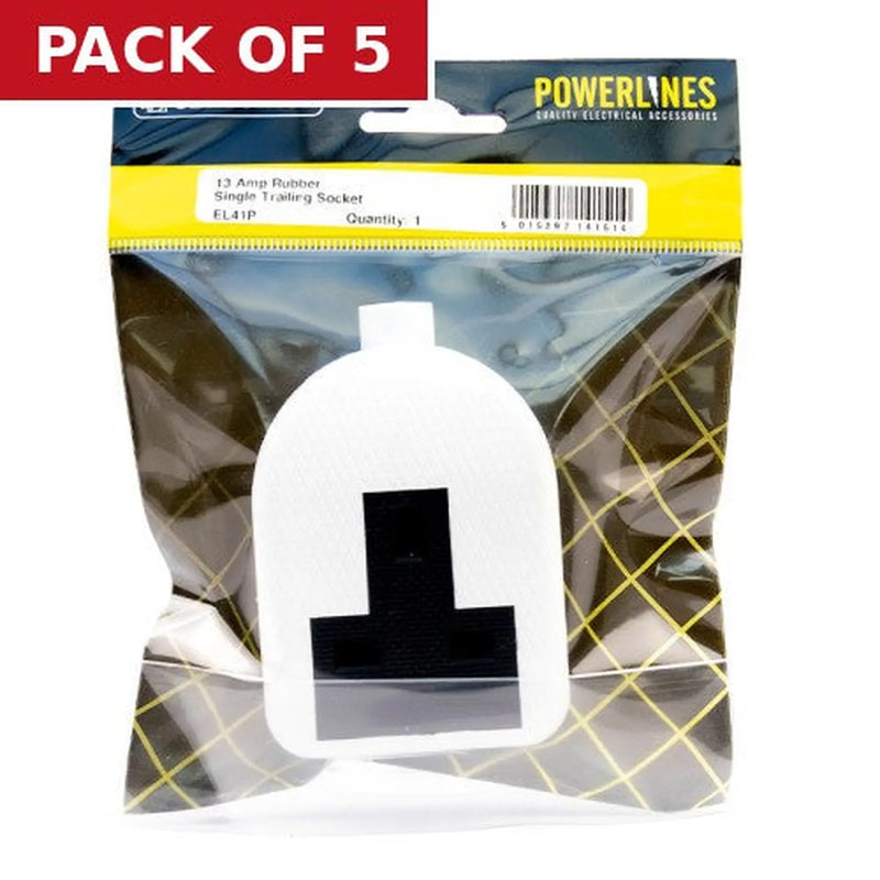 Centurion 1 Gang White Trailing Socket, 13 Amp - Pack of 5