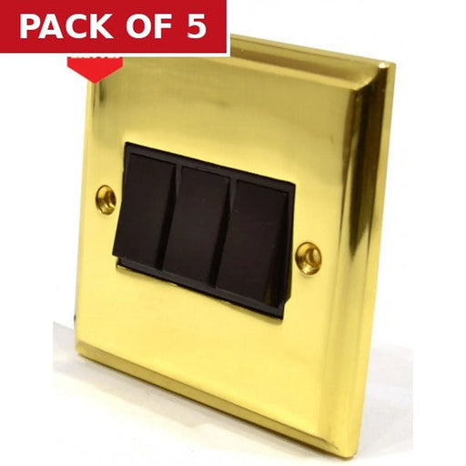 Centurion Victorian Brass Triple Switch - Pack of 5