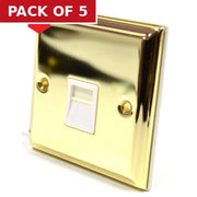 Centurion Victorian Brass Master Telephone Socket, White Switch - Pack of 5