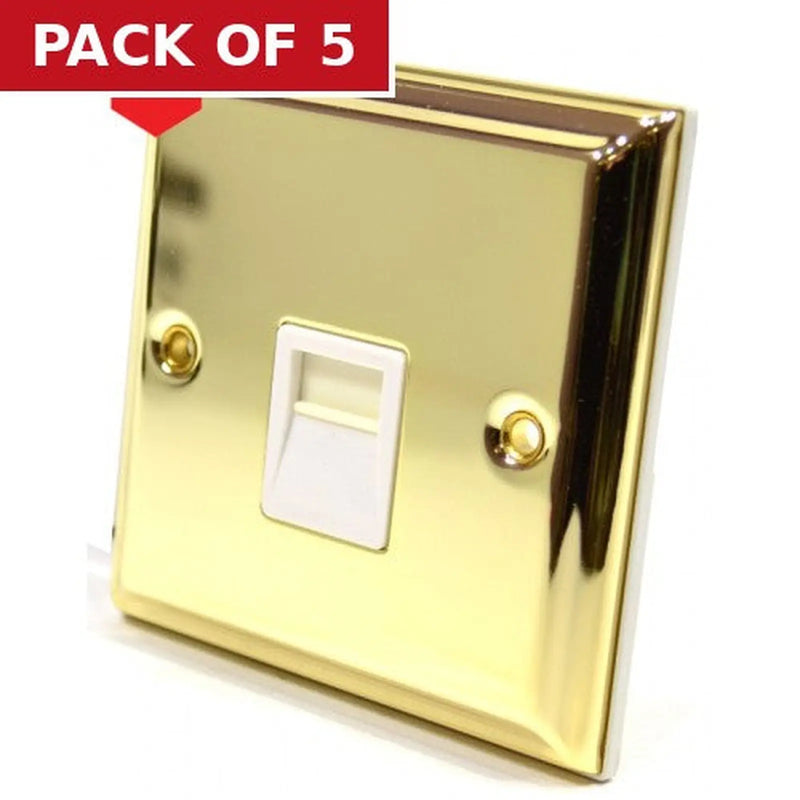 Centurion Victorian Brass Secondary Telephone Socket, White Switch - Pack of 5