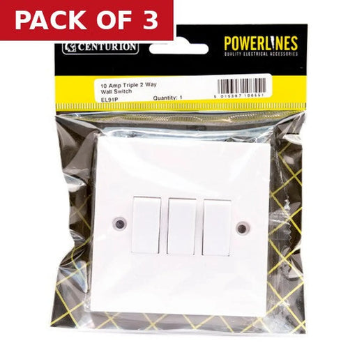 Centurion 10 Amp Triple 2 Way Wall Switch - Pack of 3