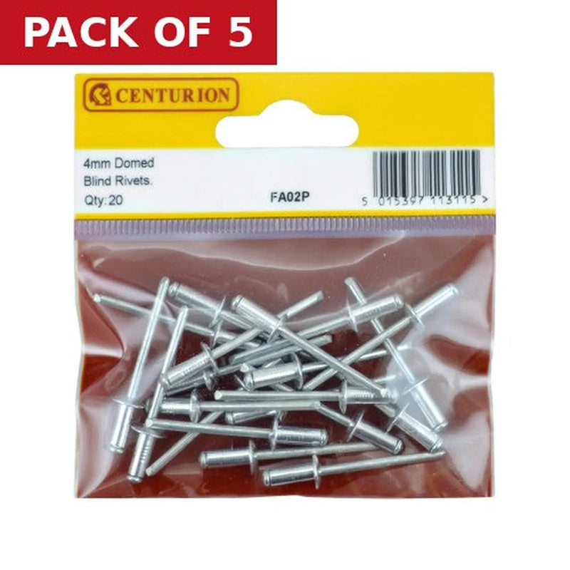 Centurion Domed Blind Rivets, 4mm x 10.3mm - Pack of 5