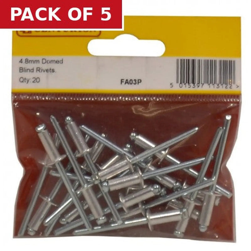 Centurion Domed Blind Rivets, 4.8mm x 12.6mm - Pack of 5