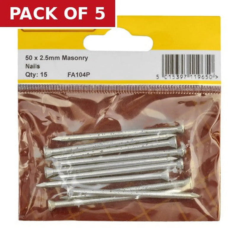 Centurion 50mm Masonry Nails  (Pack of 15) - Pack of 5