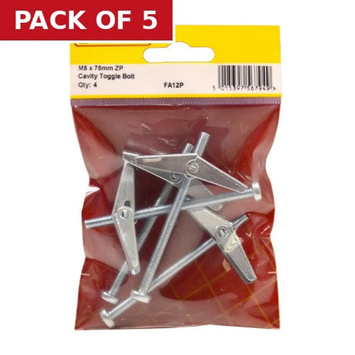 Centurion M5 x 75mm ZP Cavity Toggle Bolt 4pk - Pack of 5