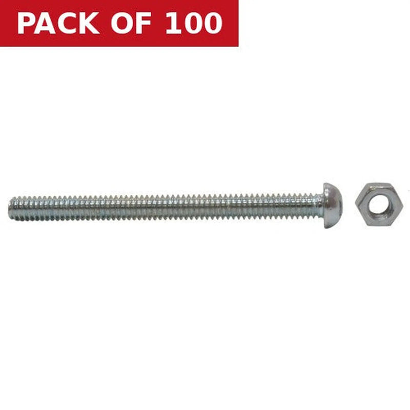 Centurion M5 x 75mm Machine Screws & Nuts - Zinc Plated - (100)
