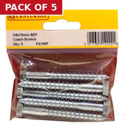 Centurion M8 x 70mm ZP Coach Screws  (Pack of 5)