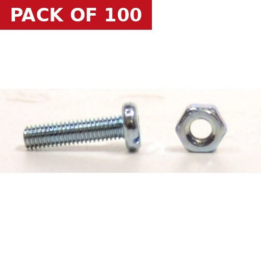 Centurion M3 x 12mm Machine Screws & Nuts - Zinc Plated - (100)