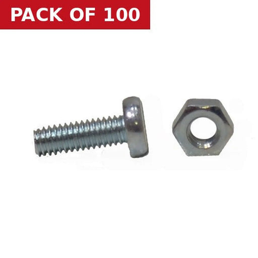 Centurion M4 x 12mm Machine Screws & Nuts - Zinc Plated - (100)