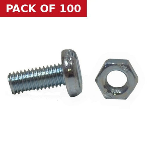 Centurion M5 x 12mm Machine Screws & Nuts - Zinc Plated - (100)