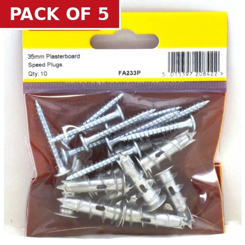 Centurion 35mm Metal Plasterboard Speed Plugs (Pack of 10) - Pack of 5