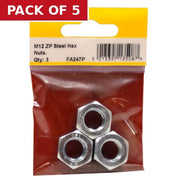 Centurion M12 ZP Steel Hex Nuts (Pack of 3) - Pack of 5