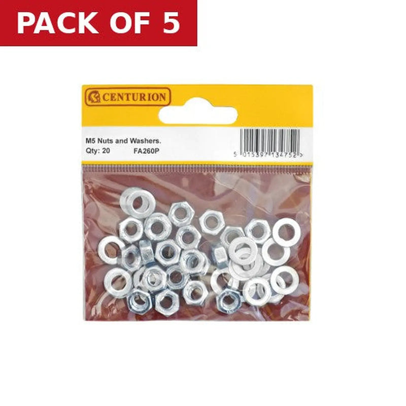 Centurion M5 ZP Nuts & Washers  (Pack of 20) - Pack of 5