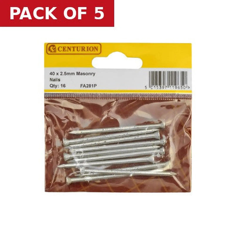 Centurion 40mm Masonry Nails  (Pack of 16) - Pack of 5