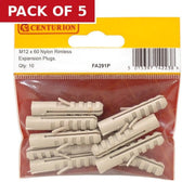Centurion M12 x 60mm Nylon Rimless Expansion Plugs  (Pack of 10) - Pack of 5