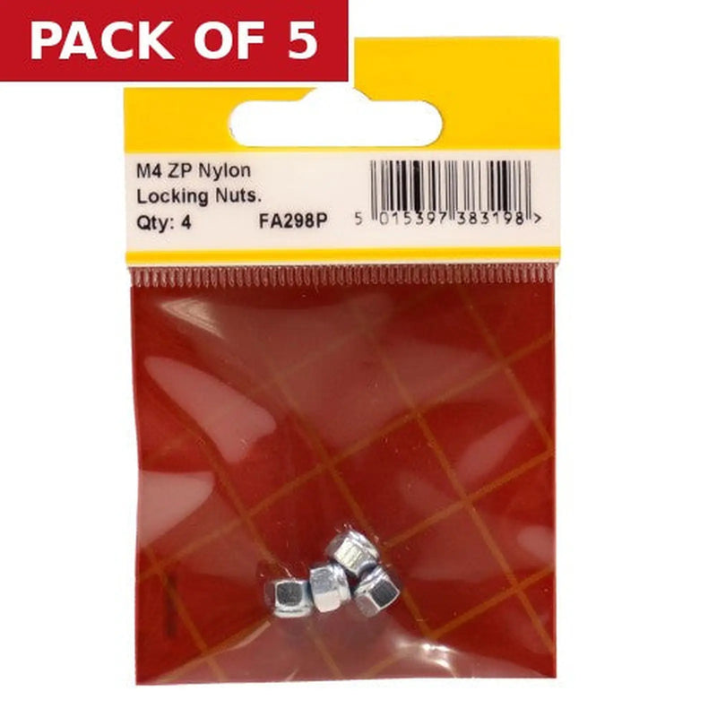 Centurion M4 ZP Nylon Locking Nuts (Pack of 4) - Pack of 5