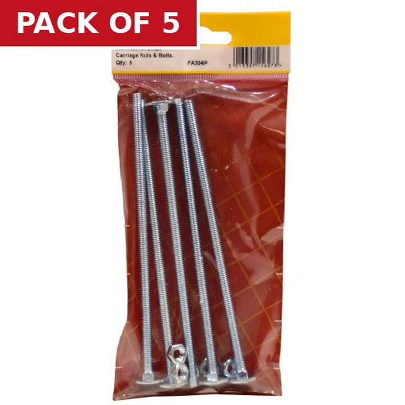 Centurion M6 x 150mm ZP Small Carriage Bolts & Nuts  (Pack of 5)