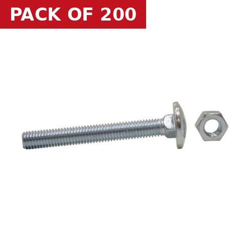Centurion M8 x 75mm ZP Small Carriage Bolts & Nuts   (200)
