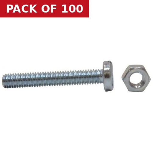 Centurion M6 x 40mm Machine Screws & Nuts - Zinc Plated - (100)
