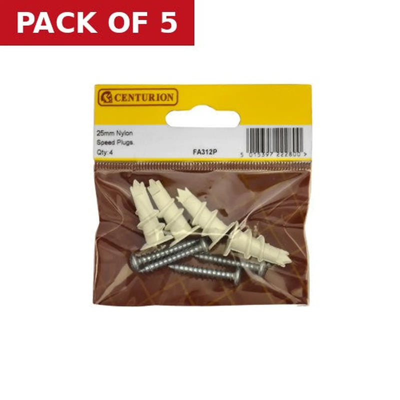 Centurion 35mm Nylon Plasterboard Speed Plugs  (Pack of 4) - Pack of 5