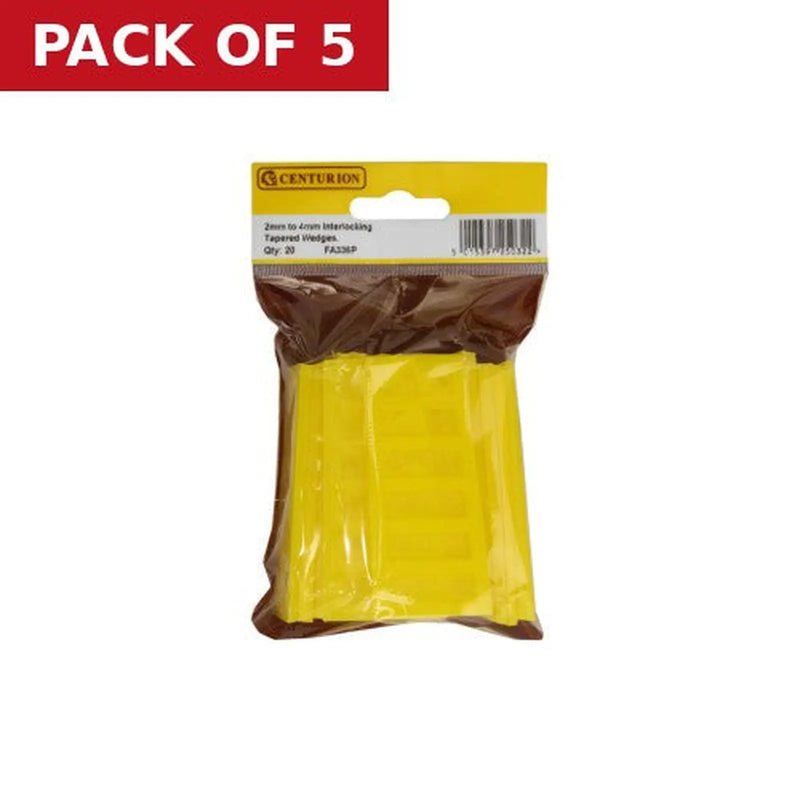Centurion 28mm x 80mm x 2-4mm Interlocking Tapered Wedges (Pack of 20) - Pack of 5