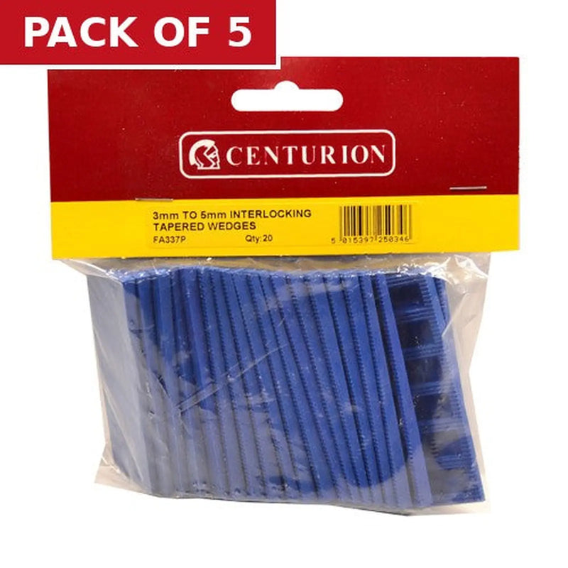 Centurion 28mm x 80mm x 3-5mm Interlocking Tapered Wedges (Pack of 20) - Pack of 5