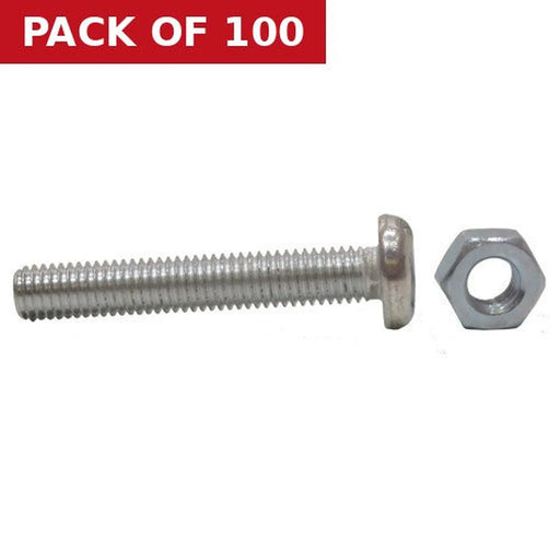 Centurion M8 x 50mm Machine Screws & Nuts - Zinc Plated - (100)